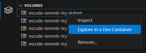 Explore in dev container in Container Tools context menu