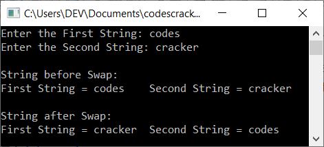 swap two strings c++