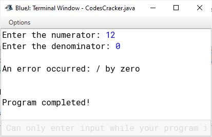exception handling example in Java