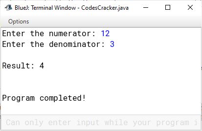 java exception handling program