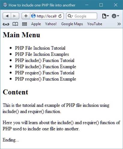 php include function