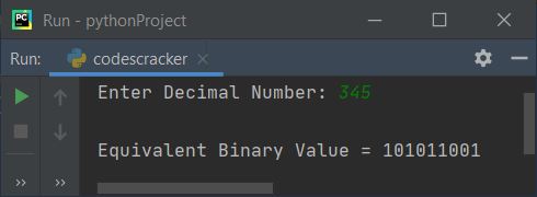 python convert decimal to binary