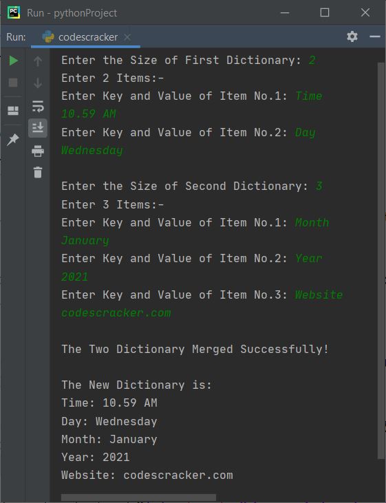 python program merge two dictionaries