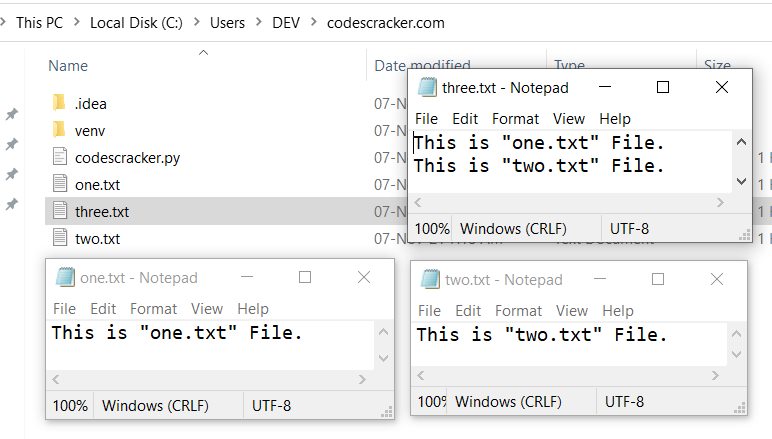 python program merge two files
