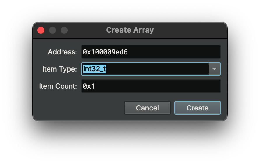 Create Array Dialog Create Array Dialog