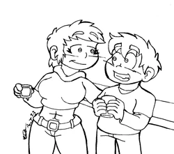 A female bodybuilder and her toyboys