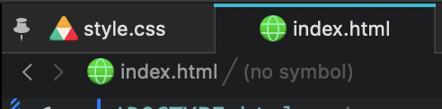 style.css as a pinned tab in the tab bar. style.css as a pinned tab in the tab bar.