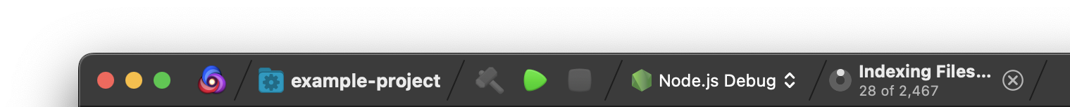 The toolbar in Nova showing the status of an indexing operation. The toolbar in Nova showing the status of an indexing operation.