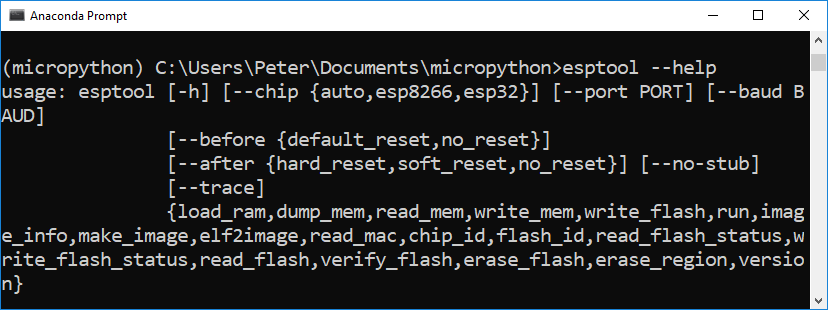 esptool help