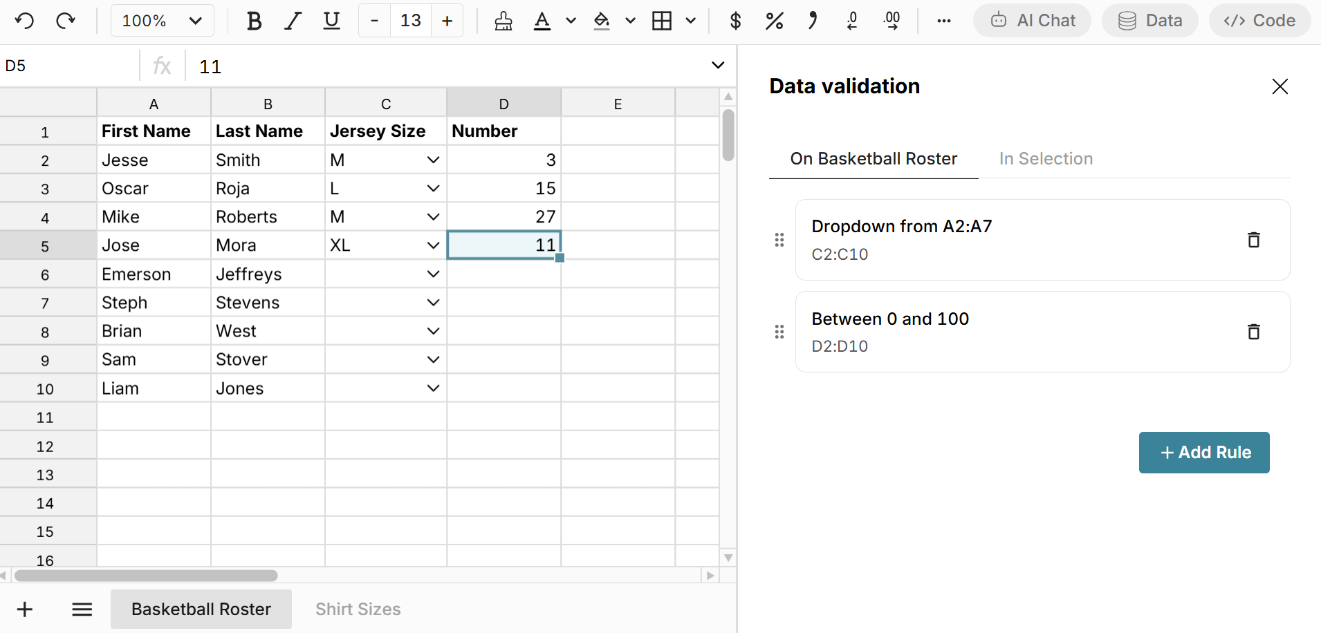 edit data validation rules