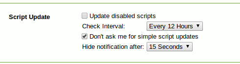 script update settings script update settings