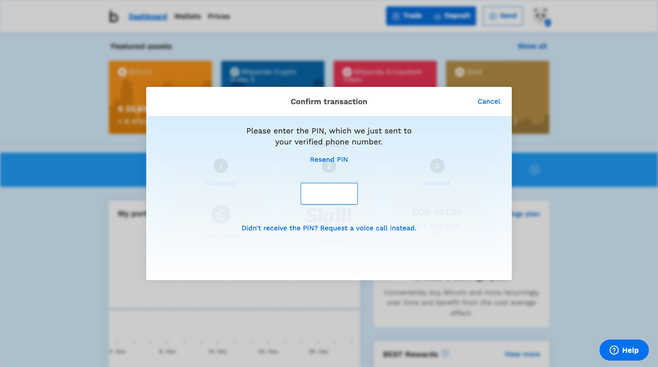 bitpanda confirm transaction