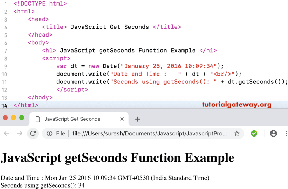 getSeconds Function Example